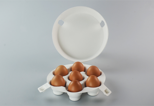 可降解7枚圆形白浆鸡蛋盒